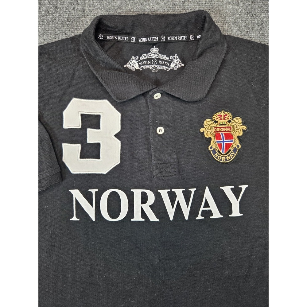 Robin Ruth Norway Polo Shirt Mens XXL Black Embroidered Crest